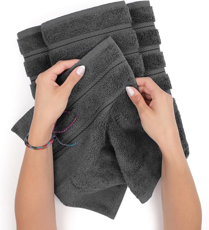 American Soft Linen 100% Cotton Luxury Turkish Towels, 4-Piece Bath Towel Set6 American Soft Linen 100% Cotton Luxury Turkish Towels, 4-Piece Bath Towel Set, Soft & Absorbent Bathroom Towels, 27 x 54 Inches, Silver Gray - Image 3