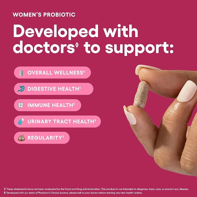 Physician CHOICE Probiotics for Women PH Balance (3) Physician's CHOICE Probiotics for Women – 50 Billion CFU, 6 Targeted Strains, Organic Prebiotics, Cranberry Extract & D-Mannose for Digestive, Urinary & Feminine Health (30 Capsules) - Image 4