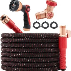 Pocket Hose Ballistic 50 foot expandable red garden hose with no kink design and swivel connector