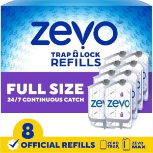 Zevo flying insect trap refill cartridges 8 pack for fruit flies gnats and house flies